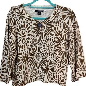 August Silk Graphic One Button Cardigan Size Medium